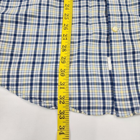 Peter Millar Men's Shirt Blue Plaid Button Down Front Cotton SIze Large - Picture 7 of 11